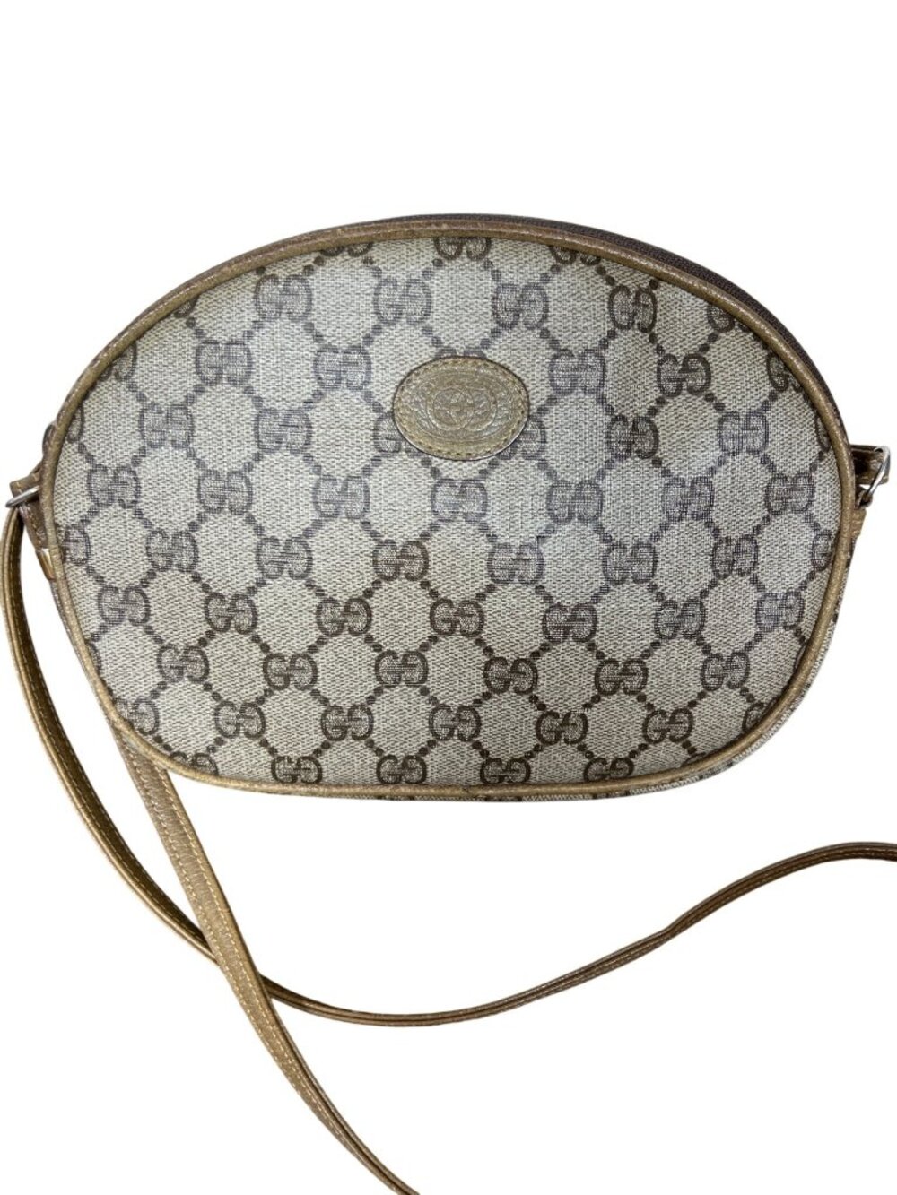 VINTAGE GUCCI Micro GG Supreme Shoulder Bag PVC Leather Trim Beige 007 53 1113